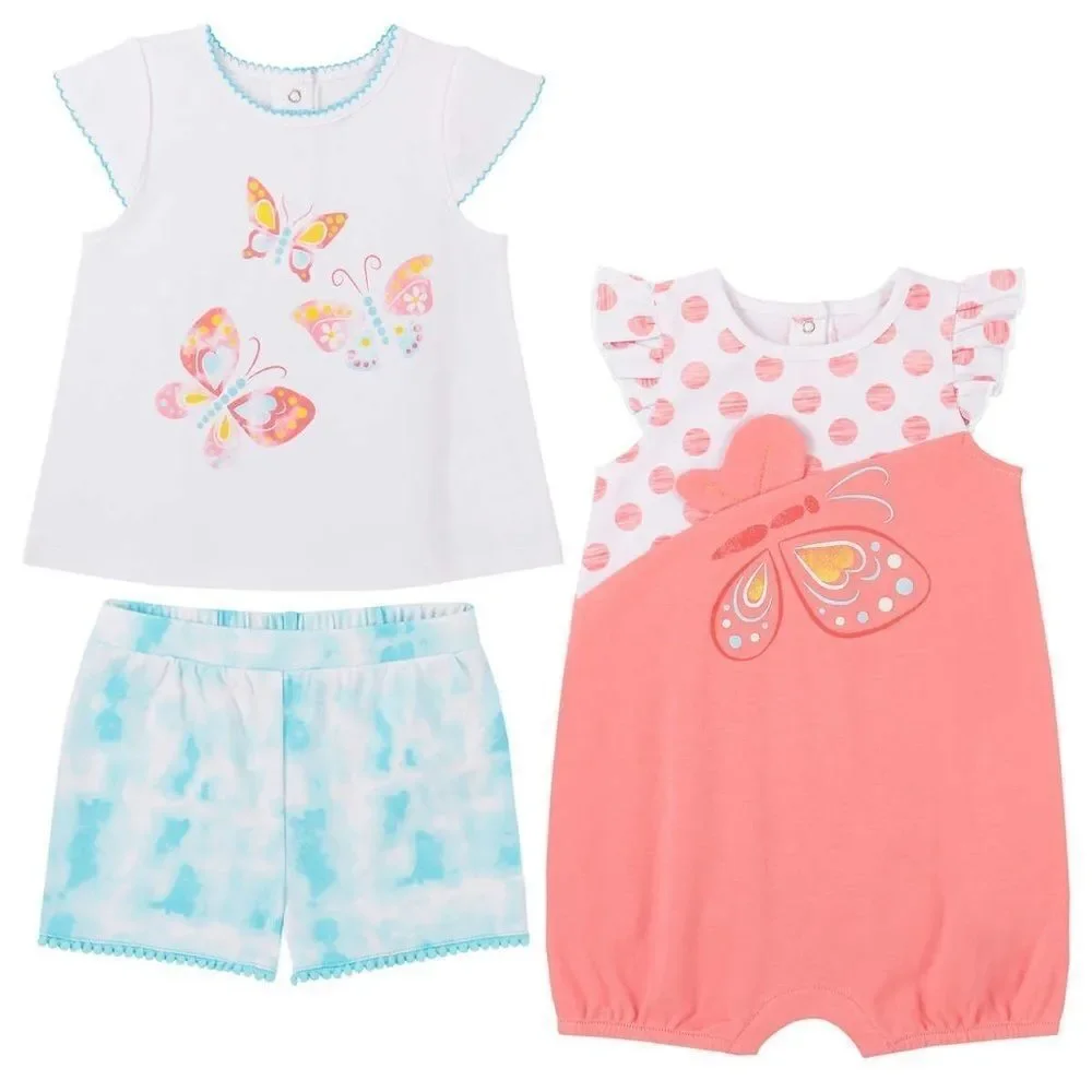 HEADQUARTERS BUTTERFLY 3 Piece Romper Set